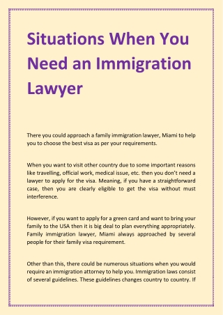 Situations When You Need An Immigration Lawyer