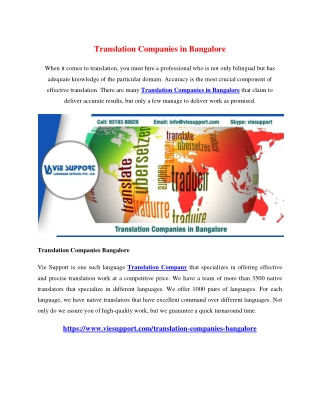 Translation Companies in Bangalore