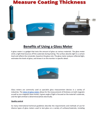 Benefits of Using a Gloss Meter