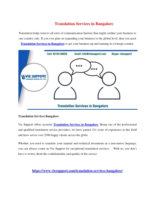 Translation Services in Bangalore