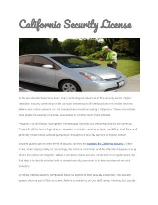 California Security License