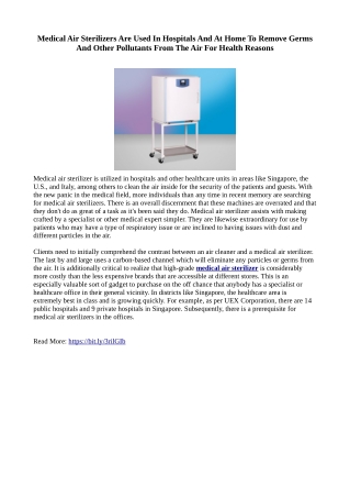Medical Air Sterilizers Are Used In Hospitals And At Home To Remove Germs And Other Pollutants From The Air For Health R