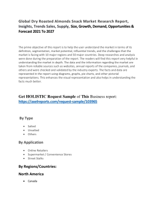 Global Dry Roasted Almonds Snack Market Research Report, Insights, Trends Sales, Supply, Size, Growth, Demand, Opportuni