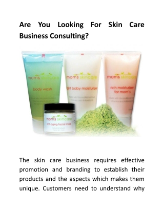 Are You Looking For Skin Care Business Consulting?