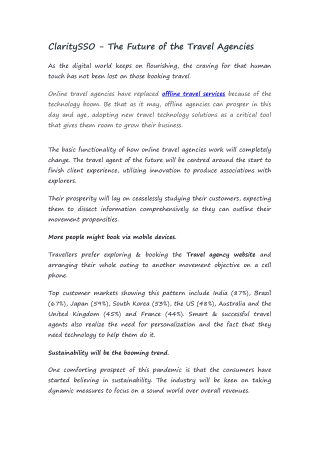 ClaritySSO - The Future of the Travel Agencies
