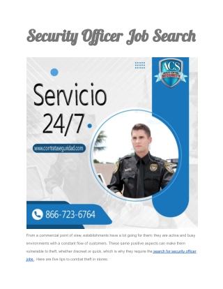 Security Officer Job Search