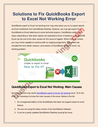 Fix export to Excel issues in QuickBooks Desktop