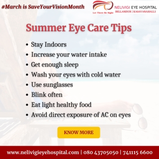 Summer Eye Care Tips | Best Eye Hospitals in Bellandur, Bangalore | Nelivigi Eye Hospital