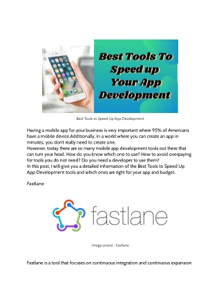 Best Tools to Speed Up App Development