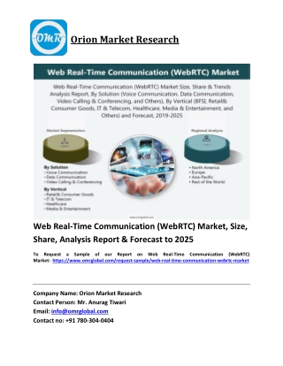Web Real-Time Communication (WebRTC) Market Trends, Size, Competitive Analysis and Forecast 2019-2025