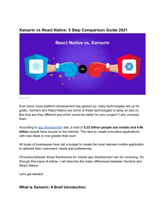 Xamarin vs React Native: 5 Step Comparison Guide 2021