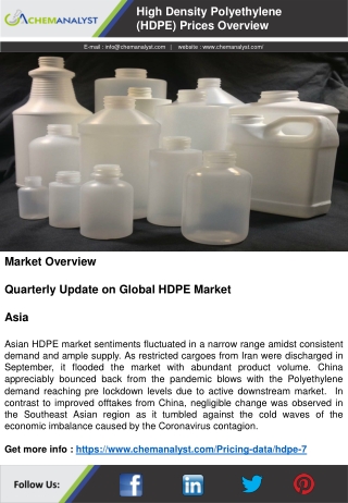 High Density Polyethylene Prices, News, Demand and Supply | ChemAnalyst