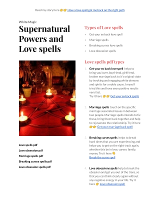 Supernatural Powers and Love spells