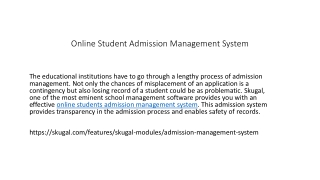 Online Student Admission Management System