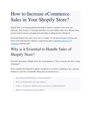 How to Increase eCommerce Sales in Your Shopify Store?