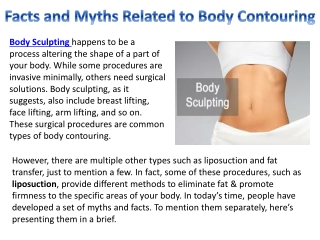 Facts and Myths Related to Body Contouring