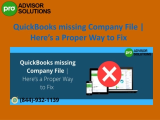 Complete and effective Methods to Fix QuickBooks missing Company file