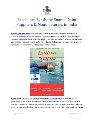 Excellence Synthetic Enamel Paint Suppliers & Manufacturers in India