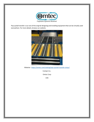 Pop up ball transfer | Omtec.com