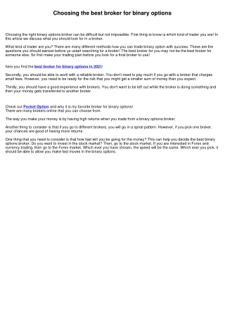 Where to trade binary options