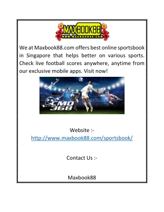 Live Football Scores in Singapore | Maxbook88.com