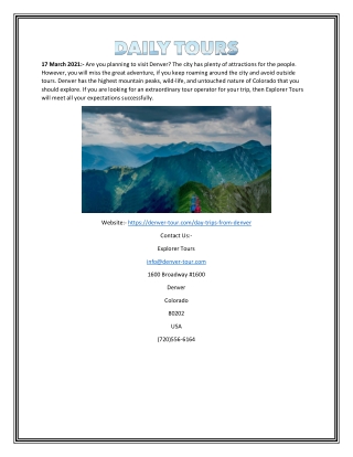 Daily tours from Denver|denver-tour.com