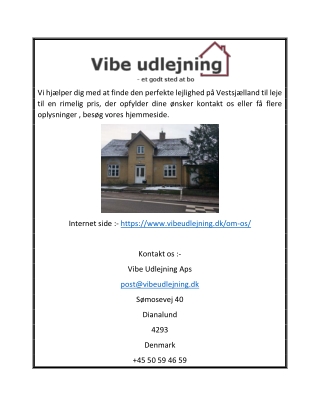 Lejlighed West Sealand | vibeudlejning.dk