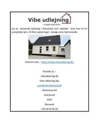 Udlejningsejendom Dianalund | vibeudlejning.dk