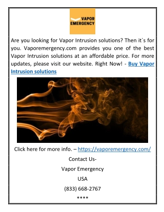 Buy Vapor Intrusion solutions | Vaporemergency