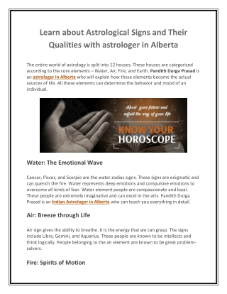 Learn about Astrological Signs and Their Qualities with astrologer in Alberta