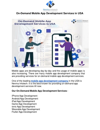 On-Demand Mobile App Development Services in USA