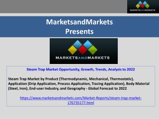 Steam Trap Market Opportunity, Growth, Trends, Analysis to 2022