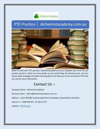 PTE Practice |  Alchemistacademy.com.au