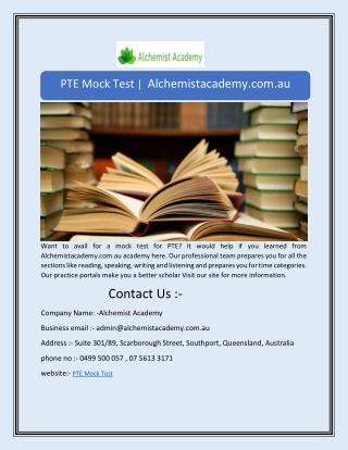 PTE Mock Test |  Alchemistacademy.com.au