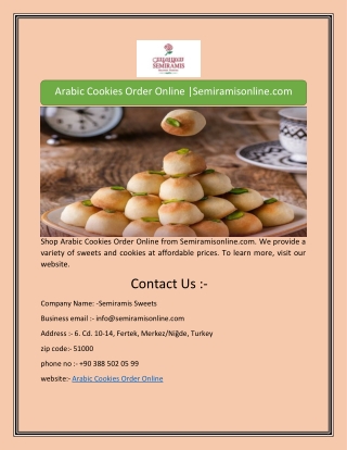 Arabic Cookies Order Online |Semiramisonline.com