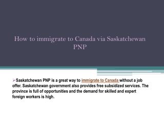 How to immigrate to Canada via Saskatchewan PNP