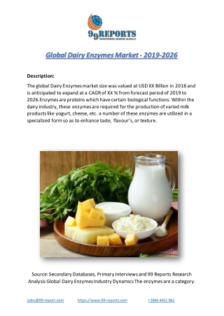 Global Dairy Enzymes Market - 2019-2026