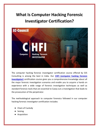 What Is Computer Hacking Forensic Investigator Certification?