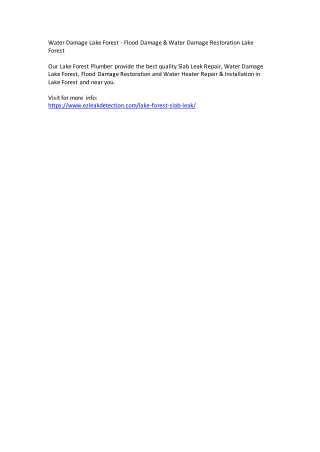 Water Damage Lake Forest - Flood Damage & Water Damage Restoration Lake Forest