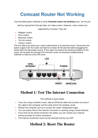 4 Easy Ways To Solve Comcast Router Not Working