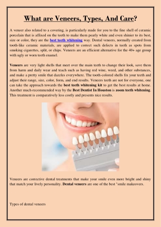 What are Veneers, Types, And Care?