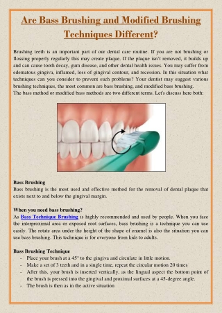 Are Bass Brushing and Modified Brushing Techniques Different?