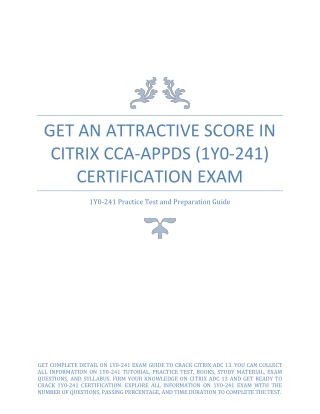 Get An Attractive Score in Citrix CCA-AppDS (1Y0-241) Certification Exam