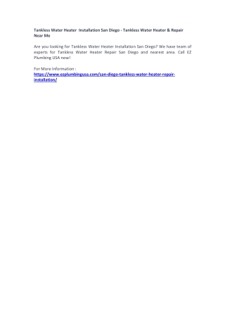 Tankless Water Heater  Installation San Diego - Tankless Water Heater & Repair Near Me