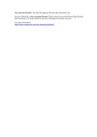 San Clemente Plumber - 24 Hour Emergency Plumber San Clemente, CA