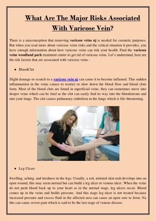 What Are The Major Risks Associated With Varicose Vein?