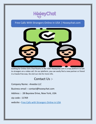 Free Calls With Strangers Online in USA | Hooeychat.com