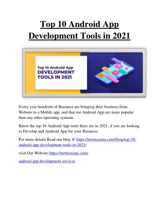 Top 10 Android App Development Tools in 2021