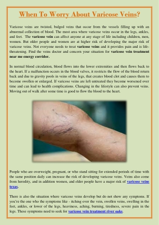 When To Worry About Varicose Veins?