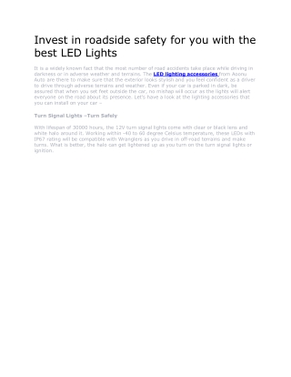 Invest in roadside safety for you with the best LED Lights